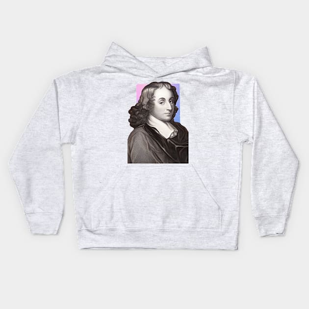 French Mathematician Blaise Pascal illustration Kids Hoodie by Litstoy 